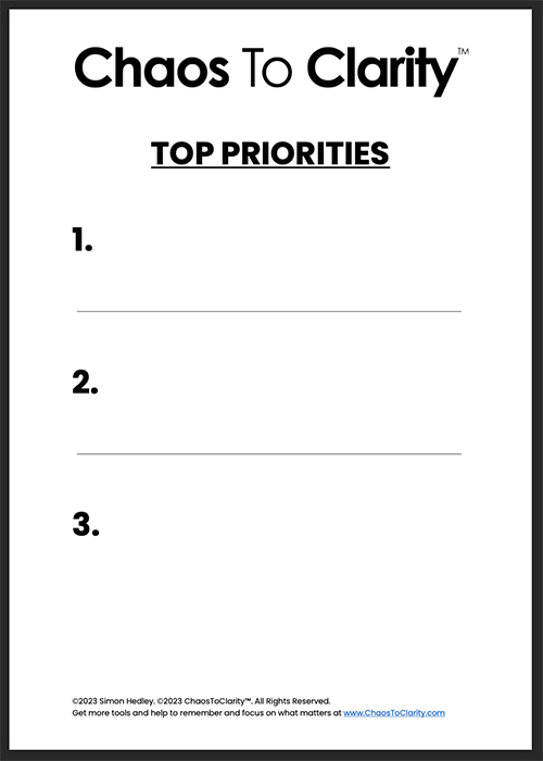 Chaos To Clarity™ Top Priorities